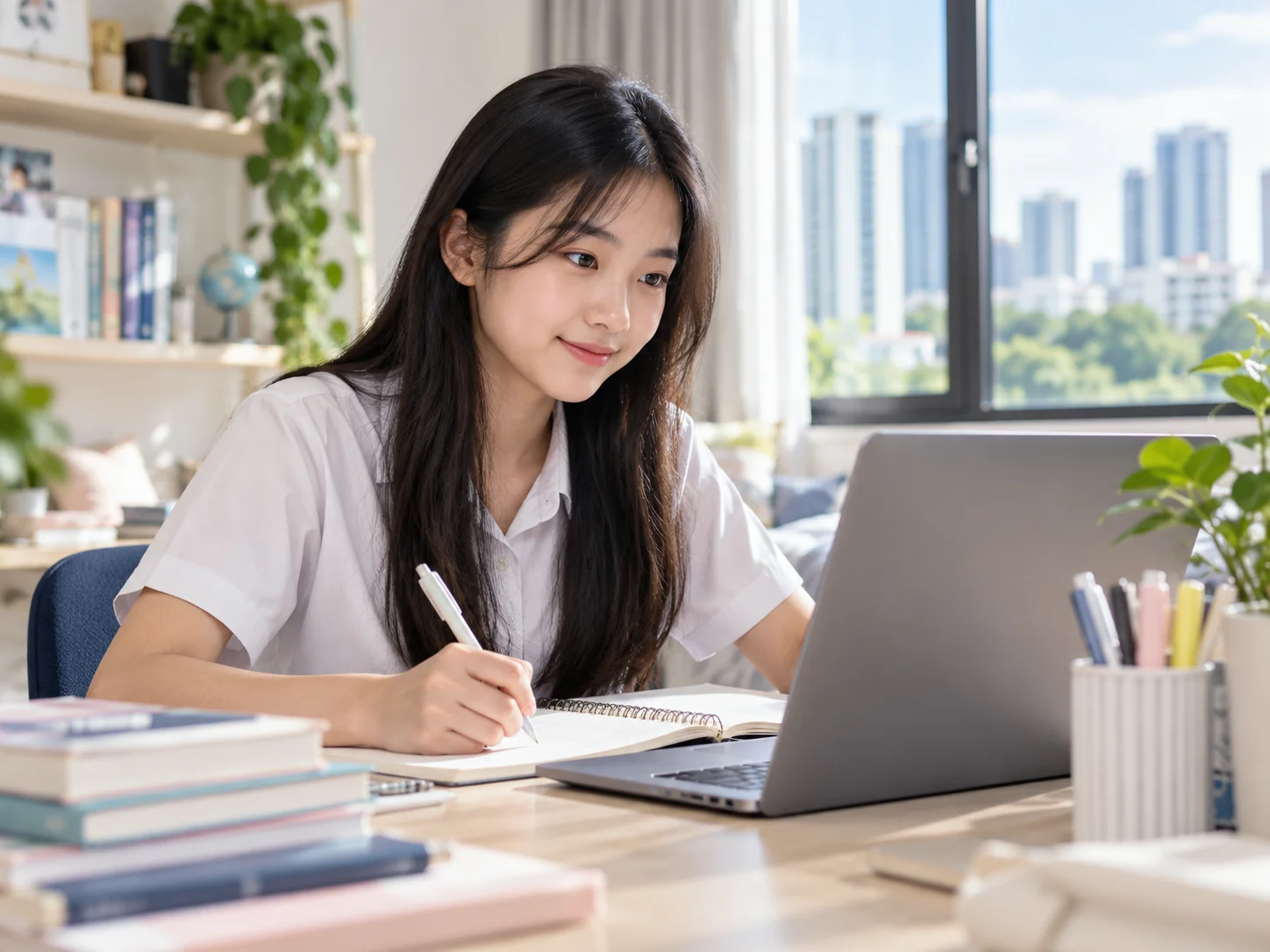 Illustrative image of a student studying at a desk